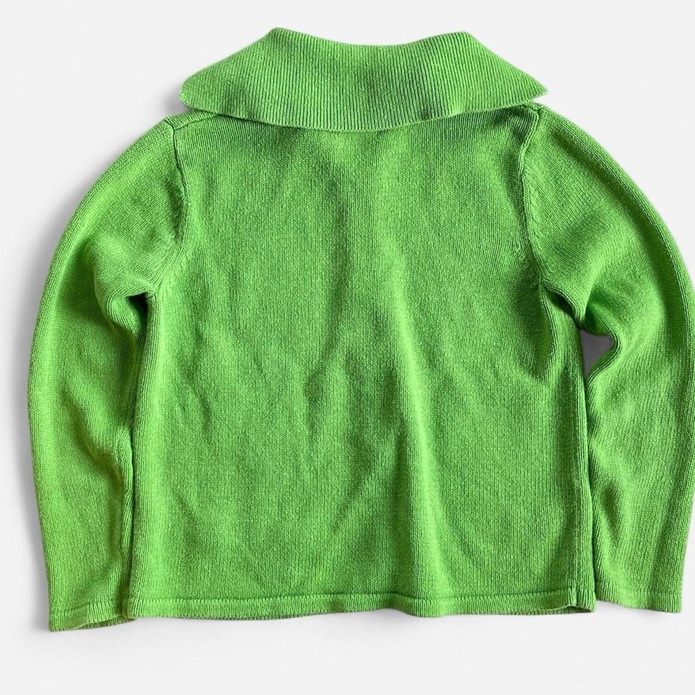 Vintage Tiara International Christmas Green Knit Embroidered Snowman Cardigan - Picture 7 of 8